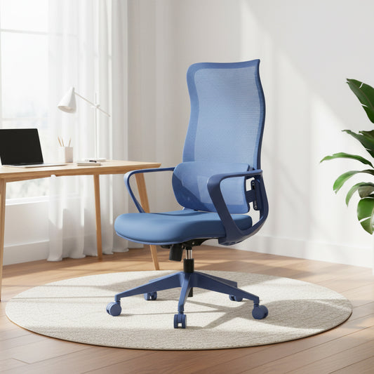 Ergonomic Colorful Office Chair 500lb (About 226.8kg) Home Office Mesh Breathable High Back, With Adjustable Lumbar Support Computer Chair, Integrated Molded Foam Seat Cushion, Fireproof (Blue)
