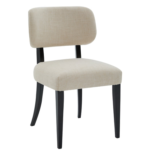 Modern Farmhouse Wooden Dining Chairs Set of 2, Cream Fabric Upholstered Kitchen Chairs with Rubber Wood Legs, 22.44'L x 19.49'W x 32.87'H