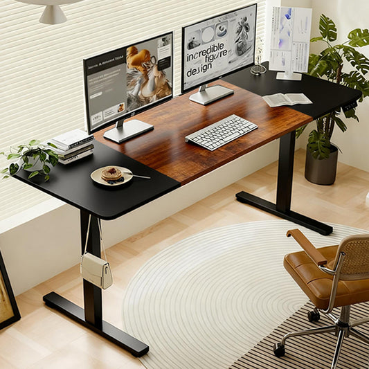 55'×24' Black&Rustic brown Electric Standing Desk Height Adjustable Desk for Home and Office Computer Table Gaming Desk Modern Lift-up Desk