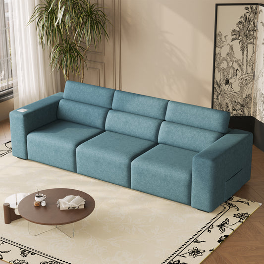 Power Reclining Sofa, Electric 3-Seat Recliner Sofa Modular Recliner Couch with Bluetooth stereo, Wireless Charging, Side Pocket, Power Recliner Couch for Living Room, Home Theater, Apartment