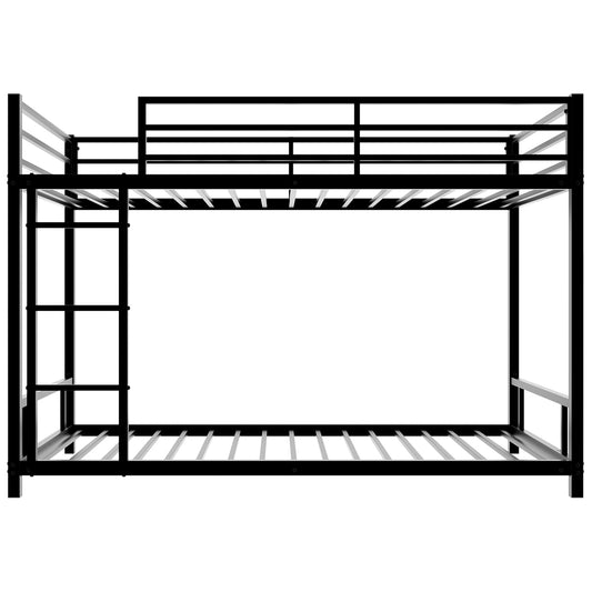 Modern Black Metal Twin over Twin Bunk Bed, Heavy-Duty Sturdy Design with Safety Guardrail, Noise Reduced