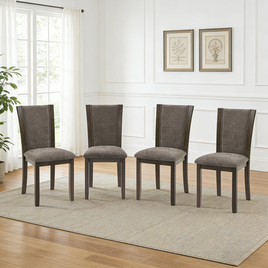 Dining Chairs Only, Wooden Dining Chairs Set of 4, Kitchen Chair with Padded Seat, Upholstered Side Chair for Dining Room, Living Room, Kitchen, Dark walnut