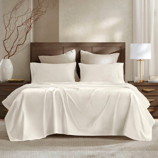4 Pieces King Sateen Sheet Set,Ivory