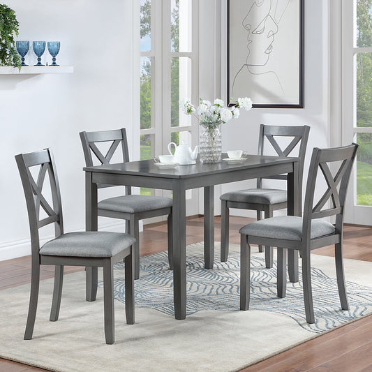 Wooden Dining Rectangular Table set for 4,Kitchen Dining Table for Small Space,Gray