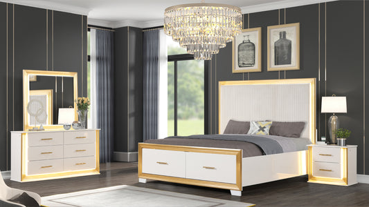 OBSESSION Contemporary Style 4PC King Bedroom Set Made with Wood & Gold Finish(NJ INVENTORY)