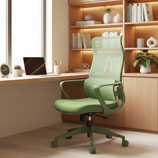 Ergonomic Colorful Office Chair 500lb (About 226.8kg) Home Office Mesh Breathable High Back, With Adjustable Lumbar Support Computer Chair, Integrated Molded Foam Seat Cushion, Fireproof (Green)