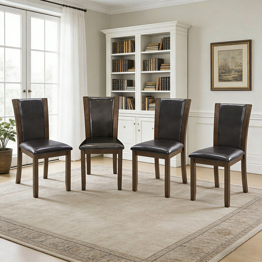 Dining Chairs Only, Wooden Dining Chairs Set of 4, Kitchen Chair with Padded Seat, Upholstered Side Chair for Dining Room, Living Room, Kitchen, Dark Walnut