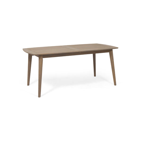 Placidity Outdoor Expandable Dining Table with Slatted Tabletop and Tapered Legs, Grey