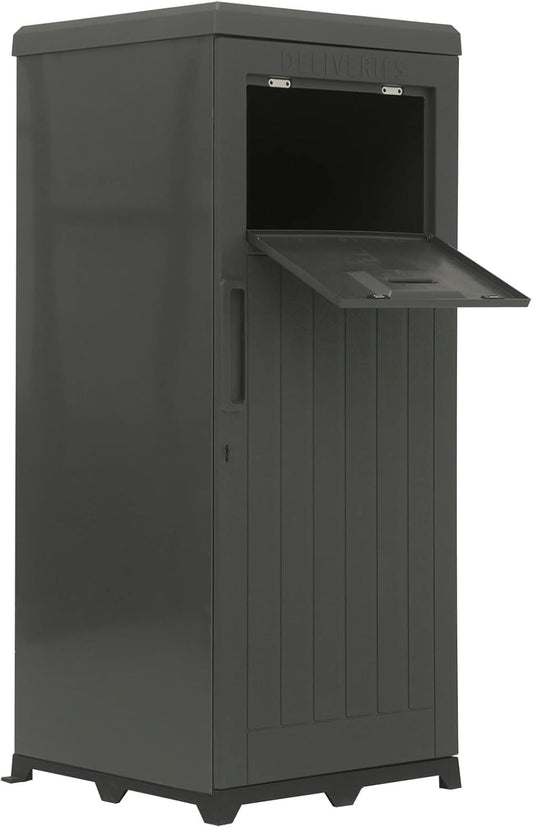 Package Delivery Box for Outside, Large Parcel Drop Box with Lockable Secure, Waterproof Resin Storage Anti-Theft Outdoor Package Delivery for Porch, Curbside, House