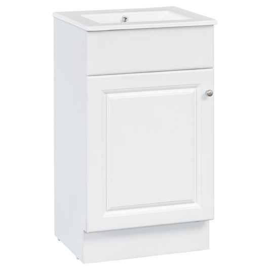White 18' Bathroom Vanity with Sink, MDF & Ceramic, Adjustable Shelf, 18'L x 16'W x 32'H
