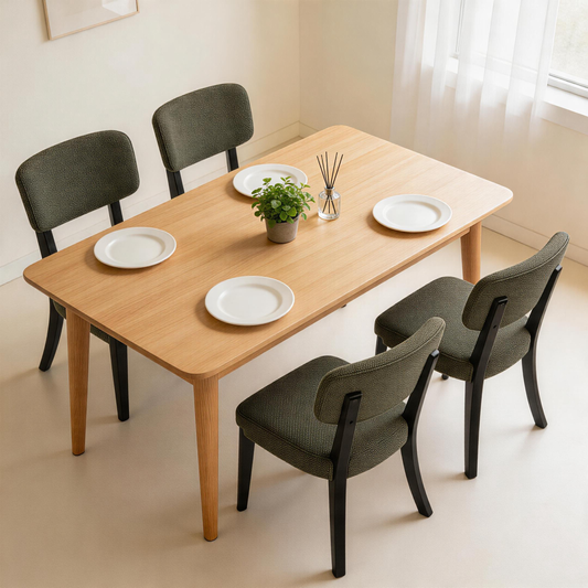Modern Armless Dining Chairs Set of 2, Green, Contemporary Side Chairs with Wood Legs - Versatile Accent Chairs for Dining Room, Kitchen, or Living Room