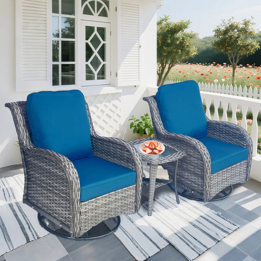 Wicker Patio Furniture Set - 3 Piece Rattan Outdoor Sectional Conversation Sets 2 Piece Wicker Hang gliding Chairs and 1 Side Table