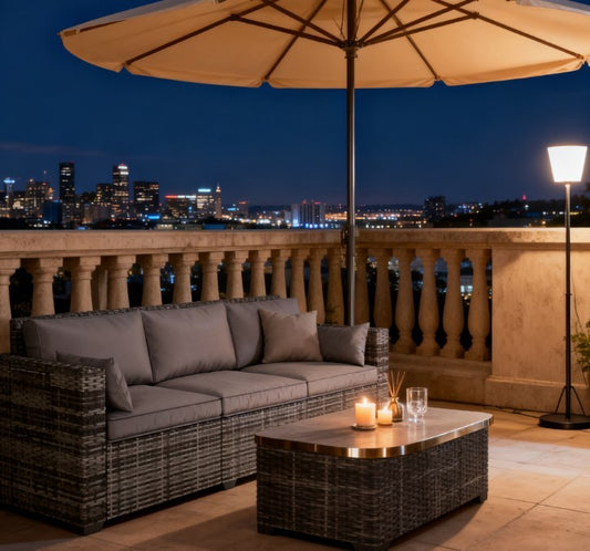 Deep Seating Sofa,Seater Sofa with Side Trays, Outdoor Couch with Thick Back Cushions
