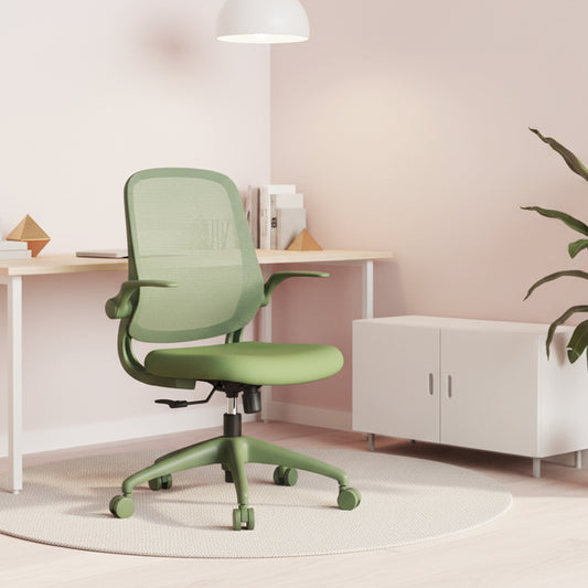 Ergonomic Color Office Chair 500lb (About 226.8kg), Home Office, Mesh Back, Integrated Molded Foam, Comfortable Sitting, Flipping Armrest, Fireproof, Rotating, Lifting Multifunctional Chair (Green)