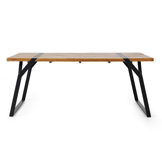 ZORA DINING TABLE: Modern Industrial Acacia Wood & Iron Table in Black