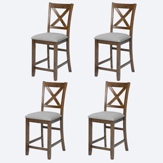 Dining Chairs Only, Wooden Counter Height Chairs Set of 4, Kitchen Chair with Padded Seat, Upholstered Counter Height Chair for Dining Room, Walnut