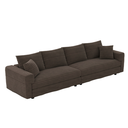 102.4 ' Plush Corduroy 4-Seat Sofa,Modern Comfy Upholstered Sofa Cloud Couch,Deep Seat Couches with Soft Pillows,Convertible Deep Seat Sofa Lounge Chair for Apartment,Camel