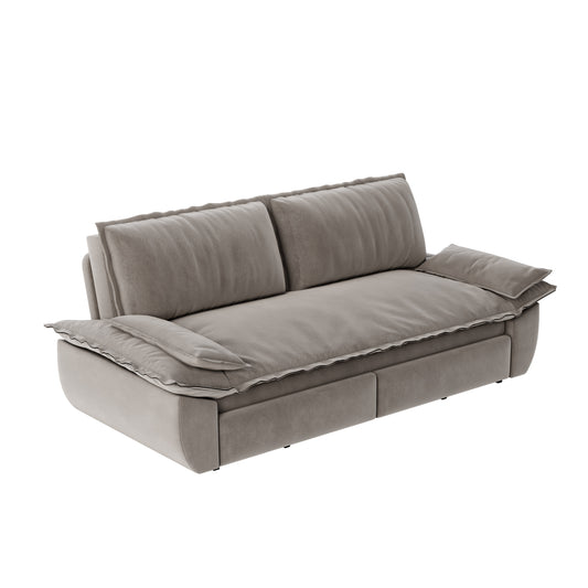 73.2' Queen Pull Out Sofa Bed,3-in-1 Convertible Sleeper Sofa,Multi-Functional Velvet Loveseat Bed,Grey