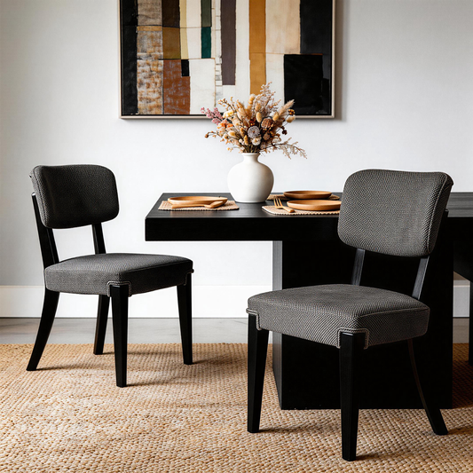 Modern Armless Dining Chairs Set of 2, Grey, Contemporary Side Chairs with Wood Legs - Versatile Accent Chairs for Dining Room, Kitchen, or Living Room