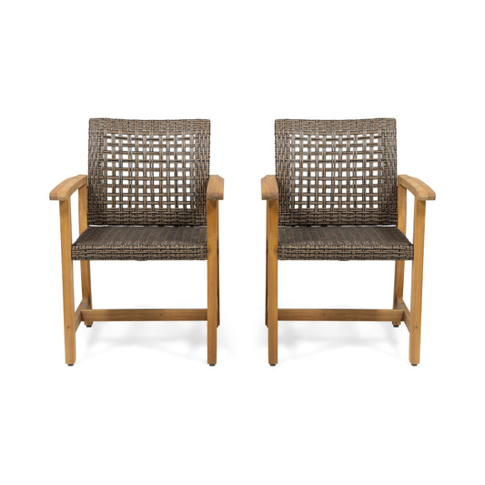 Hampton Wood and Wicker Dining Chair Set of 2