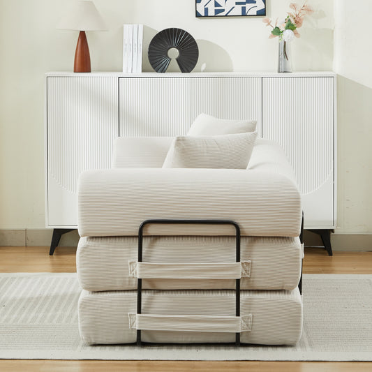 Folding Sofa Bed, Convertible Couch Bed with 2 Pillows, Fold Out Couch, Foam Spring Floor Mattress,