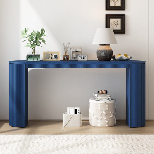U_STYLE Curved Design Console Table with Unique Vertical Stripe Design ,Suitable for Living Room,Study and Entrance