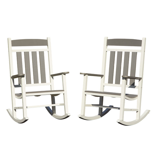 Outdoor Rocking Chairs Set of 2, Durable HDPE Patio Oversized Rockers for Adults, Porch Rocking Chair with 380lbs Support, Weather-Resistant