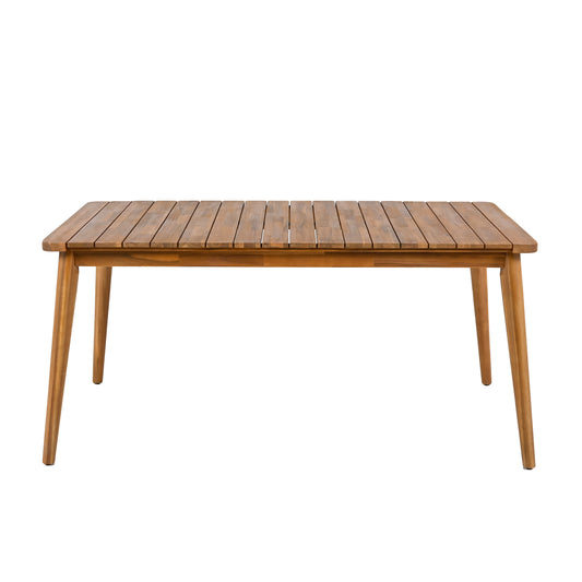 Acacia Wood Dining Table 6-Person Outdoor Table, Farmhouse Furniture for Patio, Garden, Backyard, Teak 180 LBS Weight Capacity 63'L