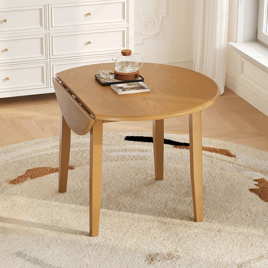 Extendable Round Dining Table for 2–4 People, Folding Wood Dining Table with Adjustable Size, Space-Saving Design for Small Apartments and Dining Areas - LIGHT BROWN