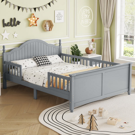 Full Size Bed For Kids, Wood Full Platform Bed with Headboard and Footboard, Gray (Expect Arrival Date 2026/2/17)