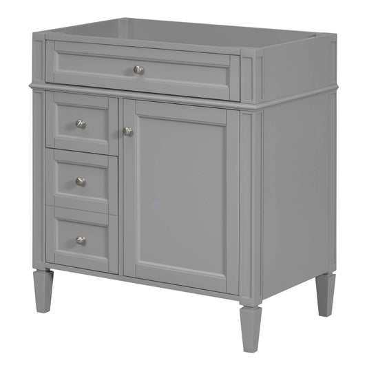 Modern Gray Bathroom Vanity with 2 Drawers and Tip-out Drawer, Solid Wood + MDF Cabinet, 30'' Storage Cabinet without Sink