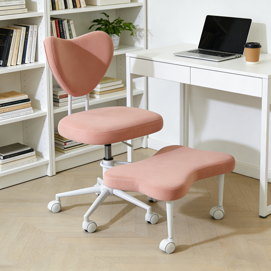 Meditation chair, an ergonomic cross-legged seating chair with lumbar support and a height-adjustable seat cushion, ideal for people engaged in high-intensity office work. PINK