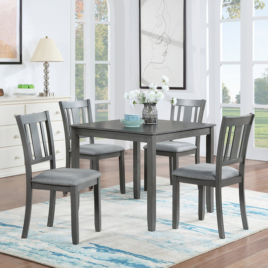 Elegant 5-piece Wooden Dining Table Set with 4 Chairs, Dining Table Set for 4 People, Modern 4 Person Dining Table Set for Living Room, Kitchen and Dining Room, Grey