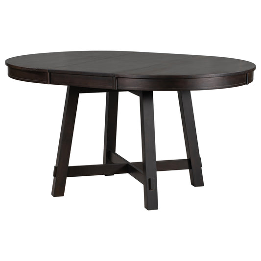 Gia Round Extendable Dining Table with 16' Leaf Wood, Espresso