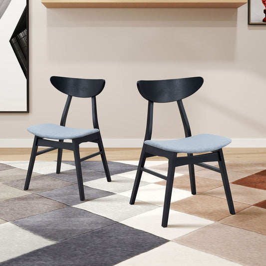 Wooden Dining Chairs Set of 2, Modern Soft Upholstered Kitchen Side Chairs,Wooden Frame Kitchen Chairs for Dining Room,Living Room,Restaurant,Black