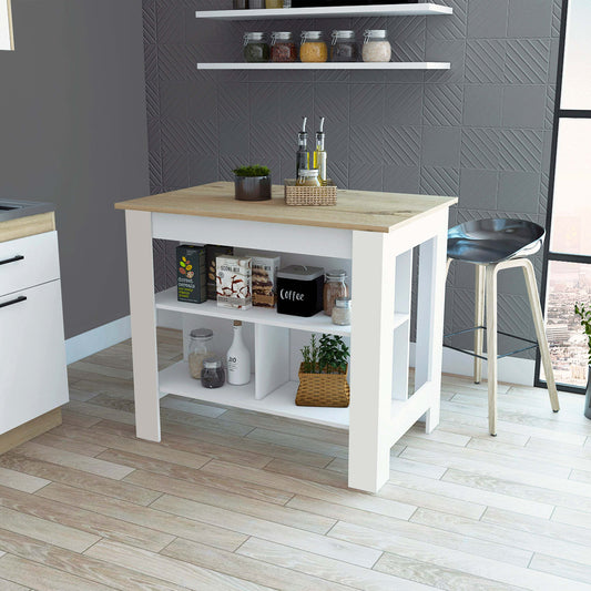 Brooklyn Kitchen Island, Three Concealed Shelves