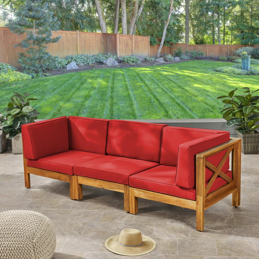 BRAVA X-BACK 3 SEATER OUTDOOR SECTIONAL SOFA SET, RED