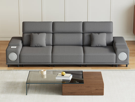 3-Seater Power Reclining Sofa with Remote Control, Bluetooth Speakers & Wireless Charging, Electric Reclining Sectional Couch with 2 Storage Boxes