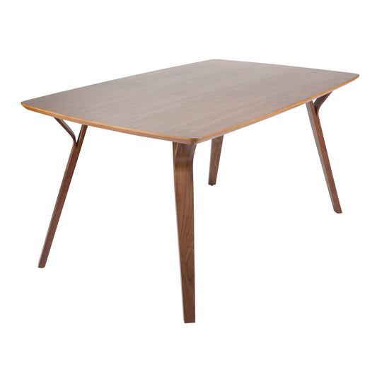 Folia Mid-Century Modern Dining Table in Walnut Wood by