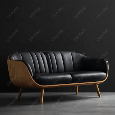 Italian Designer High-End Modern Living Room Villa Sofa Set Luxury Genuine Leather with Wood Sponge Filling Elegant Furniture