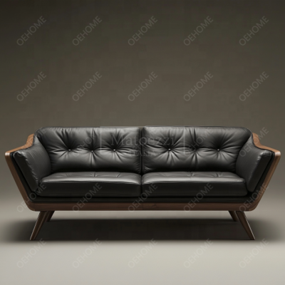 Italian Designer High-End Modern Living Room Villa Sofa Set Luxury Genuine Leather with Wood Sponge Filling Elegant Furniture