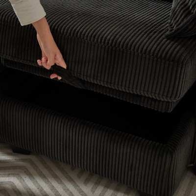 Modular Sectional Corduroy Sofa Set Living Room U-Shaped Storage Ottoman 6 Seats Convertible Chaise