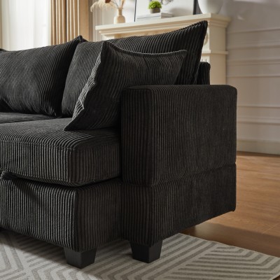 Modular Sectional Corduroy Sofa Set Living Room U-Shaped Storage Ottoman 6 Seats Convertible Chaise