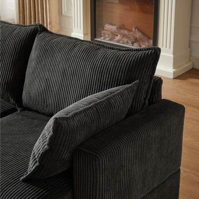 Modular Sectional Corduroy Sofa Set Living Room U-Shaped Storage Ottoman 6 Seats Convertible Chaise