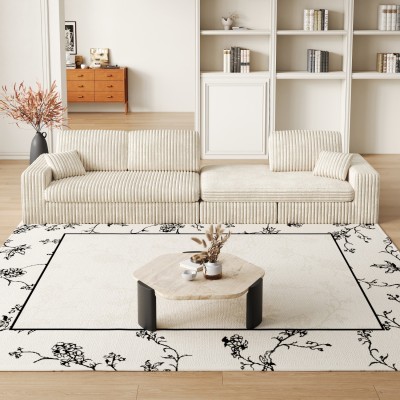 Modern Corduroy Modular Eco-Friendly Durable Foam Sofa Recliner 2-in-1 L-Shaped Design Three Cushions Neck Pillow Two Throw Set