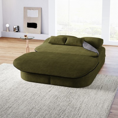 2-in-1 Foldable Convertible Sofa Bed Set Modern Corner Design Chenille Cover Durable Modular Eco-Friendly Apartment Hotel Use