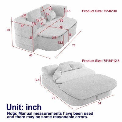 2-in-1 Foldable Convertible Sofa Bed Set Modern Corner Design Chenille Cover Durable Modular Eco-Friendly Apartment Hotel Use