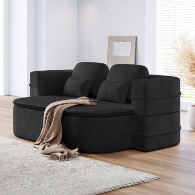 2-in-1 Foldable Convertible Sofa Bed Set Modern Corner Design Chenille Cover Durable Modular Eco-Friendly Apartment Hotel Use