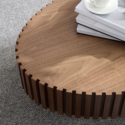 Modern Handcrafted Wooden Drum Coffee Table Oval Small with Pedestal Base Decorative for Living Room Home Furniture