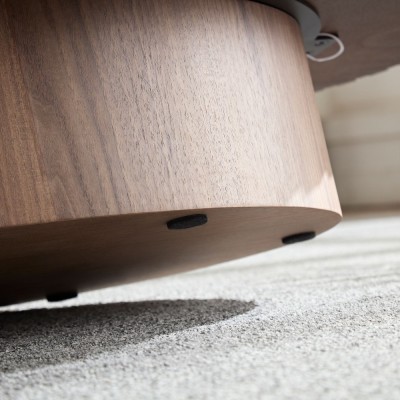 Modern Handcrafted Wooden Drum Coffee Table Oval Small with Pedestal Base Decorative for Living Room Home Furniture